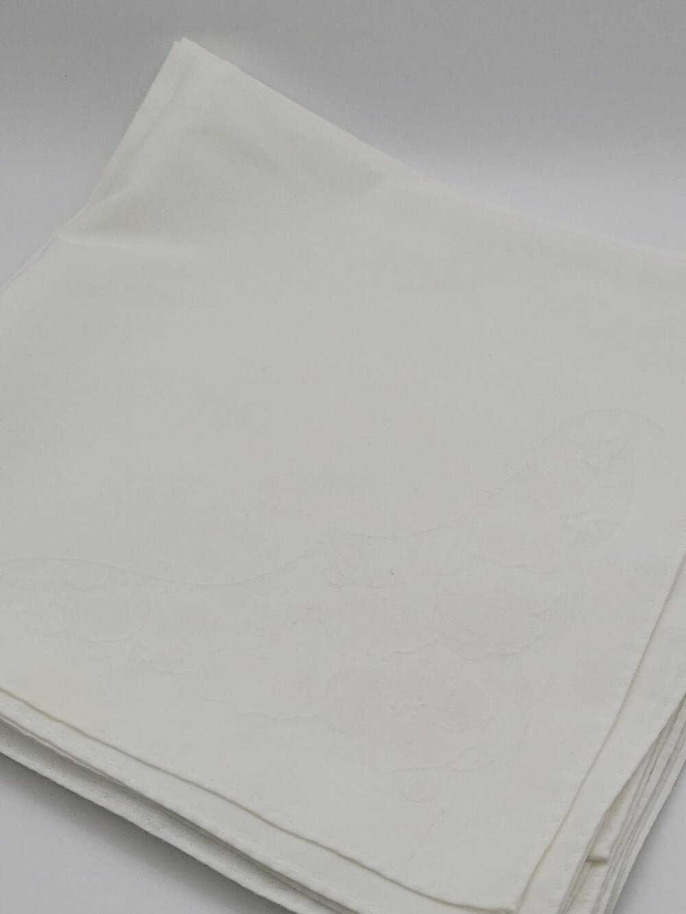 White Traditional Floral Embroidered Cloth Square Napkins Set of 5 Cotton